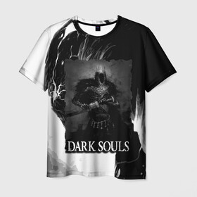 Мужская футболка 3D с принтом DARKSOULS | ТЁМНЫЙ РЫЦАРЬ в Екатеринбурге, 100% полиэфир | прямой крой, круглый вырез горловины, длина до линии бедер | dark souls | darksouls | tegunvte | демоны | рыцарь | средневековье | темные души