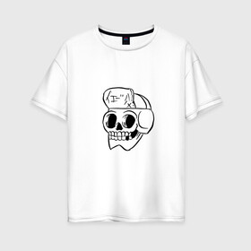 Женская футболка хлопок Oversize с принтом Череп в Екатеринбурге, 100% хлопок | свободный крой, круглый ворот, спущенный рукав, длина до линии бедер
 | skull | голова | скелет | череп | черепок