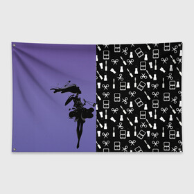 Флаг-баннер с принтом Косметичка в Екатеринбурге, 100% полиэстер | размер 67 х 109 см, плотность ткани — 95 г/м2; по краям флага есть четыре люверса для крепления | визажистам | девушка. тушь | ножницы | помада | тени