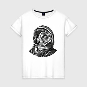 Женская футболка хлопок с принтом Поехали Ю.Г. в Екатеринбурге, 100% хлопок | прямой крой, круглый вырез горловины, длина до линии бедер, слегка спущенное плечо | moon | арт | гагарин | день космонавтики | звезды | космонавт | космос | лого | луна | небо | планеты