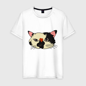 Мужская футболка хлопок с принтом Милая мордочка сердитого кота в Екатеринбурге, 100% хлопок | прямой крой, круглый вырез горловины, длина до линии бедер, слегка спущенное плечо. | art | cat | cat face | cats | cute | grumpy | home | kawaii | kitten | kitty | pussycat | арт | кавайи | котейка | котёнок | котик | котяра | кошечка | кошка | лицо | милота | моська | рисунок | смешные животные | сны | сон | устав