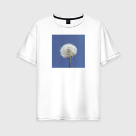 Женская футболка хлопок Oversize с принтом Одуванчик на фоне неба в Екатеринбурге, 100% хлопок | свободный крой, круглый ворот, спущенный рукав, длина до линии бедер
 | весна | минимализм | небо | одуванчик | цветы