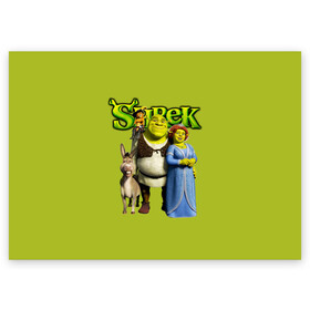 Поздравительная открытка с принтом Шрек Shrek в Екатеринбурге, 100% бумага | плотность бумаги 280 г/м2, матовая, на обратной стороне линовка и место для марки
 | Тематика изображения на принте: cartoon | fiona | shrek | болото | детям | комедия | кот в сапогах | мультик | огр | осел | персонажи мультфильмов | тролль | фиона | шрек
