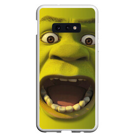 Чехол для Samsung S10E с принтом Shrek Шрек в Екатеринбурге, Силикон | Область печати: задняя сторона чехла, без боковых панелей | 20 | 4к | boots | cat | donkey | fiona | green | in | me | meme | memes | once | shrek | somebody | told | в | зеленый | кот | лет | мем | мемы | мульт | мультфильм | огр | огры | осел | сапогах | фиона | шрек