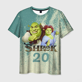 Мужская футболка 3D с принтом Shrek в Екатеринбурге, 100% полиэфир | прямой крой, круглый вырез горловины, длина до линии бедер | Тематика изображения на принте: dreamworks | shrek | арт | лого | мультфильм | постер | шрек