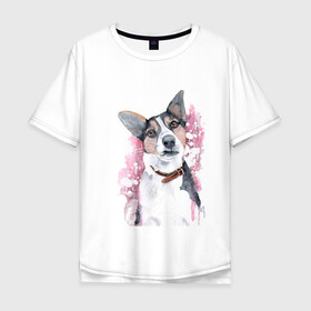 Мужская футболка хлопок Oversize с принтом Долька в Екатеринбурге, 100% хлопок | свободный крой, круглый ворот, “спинка” длиннее передней части | животные | питомцы | собака | собаки | терьер