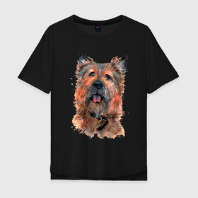 Мужская футболка хлопок Oversize с принтом Ева в Екатеринбурге, 100% хлопок | свободный крой, круглый ворот, “спинка” длиннее передней части | животные | питомцы | собака | собаки | терьер