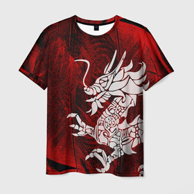 Мужская футболка 3D с принтом Chinese Dragon в Екатеринбурге, 100% полиэфир | прямой крой, круглый вырез горловины, длина до линии бедер | китайский дракон | монстр | силуэт | символ добра | тату | ящерица