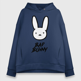 Женское худи Oversize хлопок с принтом Bad Bunny лого в Екатеринбурге, френч-терри — 70% хлопок, 30% полиэстер. Мягкий теплый начес внутри —100% хлопок | боковые карманы, эластичные манжеты и нижняя кромка, капюшон на магнитной кнопке | bad bunny | benito antonio martnez ocasio | hip hop | latin trap | logo | music | rap | rnb | singer | star | бенито антонио мартинес окасио | звезда | латинский трэп | логотип | музыка | певец | рнб | рэп | хип хоп