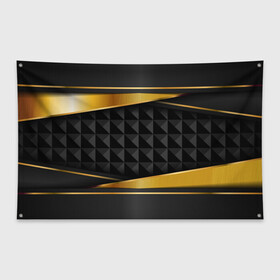 Флаг-баннер с принтом 3D luxury black gold Плиты 3Д в Екатеринбурге, 100% полиэстер | размер 67 х 109 см, плотность ткани — 95 г/м2; по краям флага есть четыре люверса для крепления | luxury | versace | vip | абстракция | версаче | вип | паттерн | роскошь | текстуры