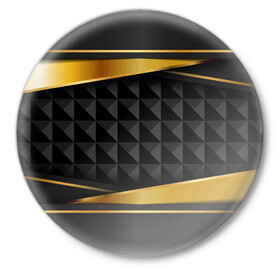 Значок с принтом 3D luxury black gold Плиты 3Д в Екатеринбурге,  металл | круглая форма, металлическая застежка в виде булавки | luxury | versace | vip | абстракция | версаче | вип | паттерн | роскошь | текстуры