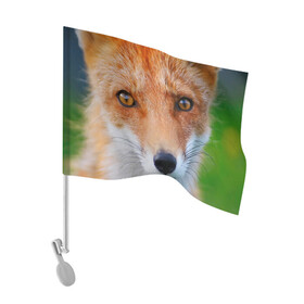 Флаг для автомобиля с принтом Крупно мордочка лисы в Екатеринбурге, 100% полиэстер | Размер: 30*21 см | fox | foxy | животное | звери | лиса | лисенок | лисичка | милая | рыжая | фокс