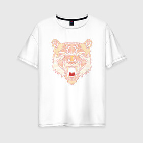 Женская футболка хлопок Oversize с принтом Морда медведя в Екатеринбурге, 100% хлопок | свободный крой, круглый ворот, спущенный рукав, длина до линии бедер
 | Тематика изображения на принте: bear | голова | голова медведя | зверь | медведь | мишка