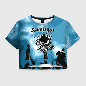 Женская футболка Crop-top 3D с принтом SAMURAI KING 2077 в Екатеринбурге, 100% полиэстер | круглая горловина, длина футболки до линии талии, рукава с отворотами | 2077 | cd projekt red | cyberpunk | cyberpunk 2077 | game | samurai | арт | будущее | видеоигра | игра | киберпанк | киберпанк 2077 | киборг | киборги