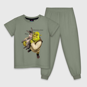 Детская пижама хлопок с принтом Shrek-Donkey в Екатеринбурге, 100% хлопок |  брюки и футболка прямого кроя, без карманов, на брюках мягкая резинка на поясе и по низу штанин
 | dreamworks | shrek | арт | лого | мультфильм | постер | шрек