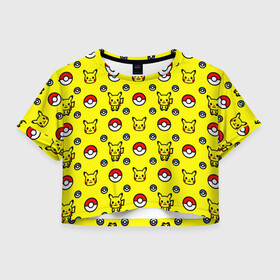 Женская футболка Crop-top 3D с принтом PIKACHU / ПИКАЧУ  в Екатеринбурге, 100% полиэстер | круглая горловина, длина футболки до линии талии, рукава с отворотами | Тематика изображения на принте: a bathing ape | bape | bape shark | bape sta | milo | monkey | pikachu | pokemons | star | streetwear | бейп | горила | мило. | обезьянка | пикачу | покемоны | стар | стритвеар | стритвир бренд | уличный стиль