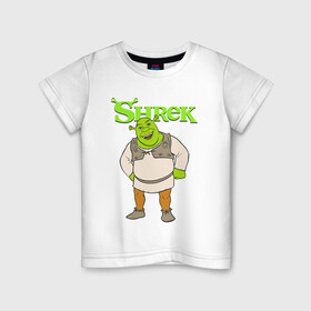 Детская футболка хлопок с принтом Shrek | Шрек (Z) в Екатеринбурге, 100% хлопок | круглый вырез горловины, полуприлегающий силуэт, длина до линии бедер | dreamworks | shrek | зелёный огр | мульт | мультфильм | приключения