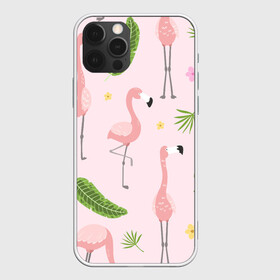 Чехол для iPhone 12 Pro Max с принтом Фламинго в Екатеринбурге, Силикон |  | pink flamingo | листья | птицы | фламинго | цветы