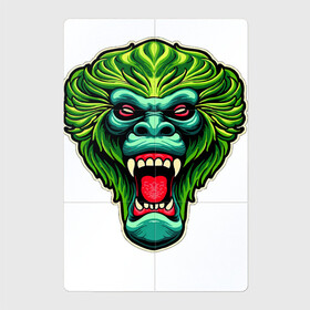 Магнитный плакат 2Х3 с принтом Злая зеленая обезьяна в Екатеринбурге, Полимерный материал с магнитным слоем | 6 деталей размером 9*9 см | Тематика изображения на принте: агрессия | зеленая | злая | зубы | обезьяна | оскал