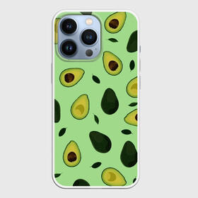 Чехол для iPhone 13 Pro с принтом Авокадо в Екатеринбурге,  |  | Тематика изображения на принте: avocado | food | fruit | pattern | vegan | vegetarian | авокадо | веган | вегетарианство | еда | зарядка | зелёная | паттерн | правильное питание | фрукт | фрукты