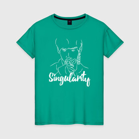 Женская футболка хлопок с принтом БТС BTS Singularity в Екатеринбурге, 100% хлопок | прямой крой, круглый вырез горловины, длина до линии бедер, слегка спущенное плечо | bangtan | boys | bts | singularity | бангтан | бойс | бтс | ким тэхен | сингулярити