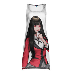 Платье-майка 3D с принтом Jabami Yumeko (Kakegurui) в Екатеринбурге, 100% полиэстер | полуприлегающий силуэт, широкие бретели, круглый вырез горловины, удлиненный подол сзади. | ahegao | girl | girls | jabami | japan | kakegurui | senpai | waifu | yumeko | азарт | аниме | ахегао | безумный | вайфу | девушка | джабами | игра | карта | карты | манга | семпай | сенпай | тян | тяночка | юмэко | япония