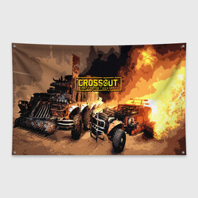 Флаг-баннер с принтом Crossout Online в Екатеринбурге, 100% полиэстер | размер 67 х 109 см, плотность ткани — 95 г/м2; по краям флага есть четыре люверса для крепления | action | crossout | online | tegunvte | выживание | экшен