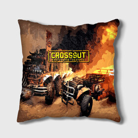 Подушка 3D с принтом Crossout Online в Екатеринбурге, наволочка – 100% полиэстер, наполнитель – холлофайбер (легкий наполнитель, не вызывает аллергию). | состоит из подушки и наволочки. Наволочка на молнии, легко снимается для стирки | action | crossout | online | tegunvte | выживание | экшен