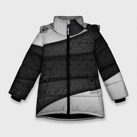 Зимняя куртка для девочек 3D с принтом 3D luxury style silver black в Екатеринбурге, ткань верха — 100% полиэстер; подклад — 100% полиэстер, утеплитель — 100% полиэстер. | длина ниже бедра, удлиненная спинка, воротник стойка и отстегивающийся капюшон. Есть боковые карманы с листочкой на кнопках, утяжки по низу изделия и внутренний карман на молнии. 

Предусмотрены светоотражающий принт на спинке, радужный светоотражающий элемент на пуллере молнии и на резинке для утяжки. | Тематика изображения на принте: luxury | versace | vip | абстракция | версаче | вип | паттерн | роскошь | текстуры