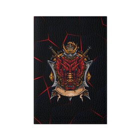 Обложка для паспорта матовая кожа с принтом Красный китайский дракон в Екатеринбурге, натуральная матовая кожа | размер 19,3 х 13,7 см; прозрачные пластиковые крепления | викинг | дракон | китай | китайский дракон | красный дракон | мифология | рыцарь | шлеп