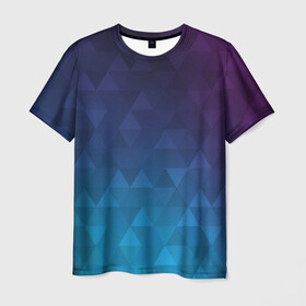 Мужская футболка 3D с принтом BASTERIA в Екатеринбурге, 100% полиэфир | прямой крой, круглый вырез горловины, длина до линии бедер | abstract | геометрия | градиент | треугольники | фиолетовый