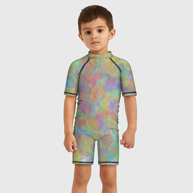 Детский купальный костюм 3D с принтом Цветные лепестки в Екатеринбурге, Полиэстер 85%, Спандекс 15% | застежка на молнии на спине | абстракция | лепестки | листья | цвета | цветные листья