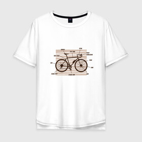 Мужская футболка хлопок Oversize с принтом Схема Анатомия Велосипеда в Екатеринбурге, 100% хлопок | свободный крой, круглый ворот, “спинка” длиннее передней части | anatomy | bicycle | bike | mountain bike | scheme | байк | бикукле | велик | горный велосипед | инженерная схема | как устроен велосипед | состав | строение | устройство велосипеда | чертёж | чертежи