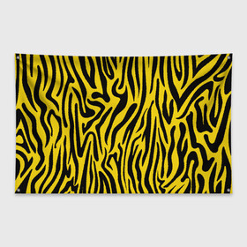 Флаг-баннер с принтом Тигровые полоски в Екатеринбурге, 100% полиэстер | размер 67 х 109 см, плотность ткани — 95 г/м2; по краям флага есть четыре люверса для крепления | абстракция | зоопринт | орнамент | полоски | полосы | пчелиный | тигровый