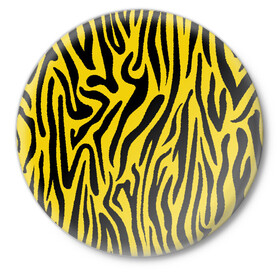 Значок с принтом Тигровые полоски в Екатеринбурге,  металл | круглая форма, металлическая застежка в виде булавки | абстракция | зоопринт | орнамент | полоски | полосы | пчелиный | тигровый