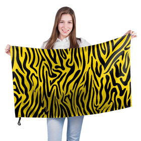 Флаг 3D с принтом Тигровые полоски в Екатеринбурге, 100% полиэстер | плотность ткани — 95 г/м2, размер — 67 х 109 см. Принт наносится с одной стороны | абстракция | зоопринт | орнамент | полоски | полосы | пчелиный | тигровый