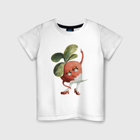 Детская футболка хлопок с принтом Редиска в Екатеринбурге, 100% хлопок | круглый вырез горловины, полуприлегающий силуэт, длина до линии бедер | арт | иллюстрация | красный | овощи | принт | растения | танец