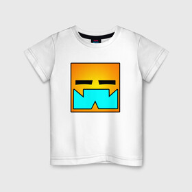 Детская футболка хлопок с принтом Geometry Dash RobTop (Z) в Екатеринбурге, 100% хлопок | круглый вырез горловины, полуприлегающий силуэт, длина до линии бедер | 2d | arcade | game | geometry dash | meltdown | robtop | аркада | геометрический тире | раннер