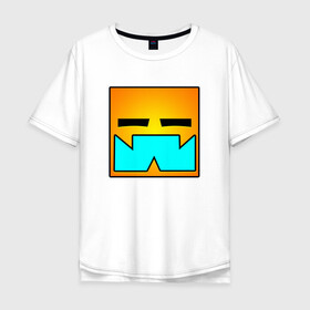 Мужская футболка хлопок Oversize с принтом Geometry Dash RobTop (Z) в Екатеринбурге, 100% хлопок | свободный крой, круглый ворот, “спинка” длиннее передней части | 2d | arcade | game | geometry dash | meltdown | robtop | аркада | геометрический тире | раннер