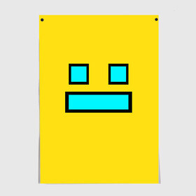Постер с принтом Geometry Dash Smile в Екатеринбурге, 100% бумага
 | бумага, плотность 150 мг. Матовая, но за счет высокого коэффициента гладкости имеет небольшой блеск и дает на свету блики, но в отличии от глянцевой бумаги не покрыта лаком | 2d | dash | demon | demons | devil | game | games | geometry | pixel | pixels | skull | smile | геометрия | демон | дьявол | игра | пикслели | платформер | смайл | смайлик | улыбка | череп