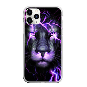 Чехол для iPhone 11 Pro Max матовый с принтом НЕОНОВЫЙ ЛЕВ  NEON LION в Екатеринбурге, Силикон |  | Тематика изображения на принте: lion | neon | голова | гроза | дикая кошка | животные | кот | кошка | лев | молния | неон | тигр | хищник