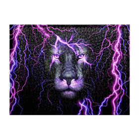 Обложка для студенческого билета с принтом НЕОНОВЫЙ ЛЕВ  NEON LION в Екатеринбурге, натуральная кожа | Размер: 11*8 см; Печать на всей внешней стороне | lion | neon | голова | гроза | дикая кошка | животные | кот | кошка | лев | молния | неон | тигр | хищник