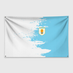 Флаг-баннер с принтом Сборная Уругвая в Екатеринбурге, 100% полиэстер | размер 67 х 109 см, плотность ткани — 95 г/м2; по краям флага есть четыре люверса для крепления | кавани | португалия | россия | спорт | суарес | уругвай | футбол | чемпионат мира | чемпионат мира по футболу | чм | эдинсон кавани