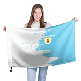 Флаг 3D с принтом Сборная Уругвая в Екатеринбурге, 100% полиэстер | плотность ткани — 95 г/м2, размер — 67 х 109 см. Принт наносится с одной стороны | кавани | португалия | россия | спорт | суарес | уругвай | футбол | чемпионат мира | чемпионат мира по футболу | чм | эдинсон кавани