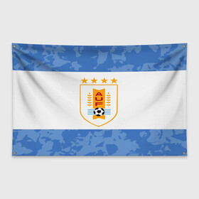 Флаг-баннер с принтом Сборная Уругвая в Екатеринбурге, 100% полиэстер | размер 67 х 109 см, плотность ткани — 95 г/м2; по краям флага есть четыре люверса для крепления | Тематика изображения на принте: кавани | португалия | россия | спорт | суарес | уругвай | футбол | чемпионат мира | чемпионат мира по футболу | чм | эдинсон кавани
