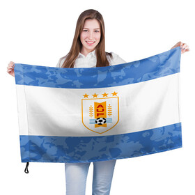 Флаг 3D с принтом Сборная Уругвая в Екатеринбурге, 100% полиэстер | плотность ткани — 95 г/м2, размер — 67 х 109 см. Принт наносится с одной стороны | кавани | португалия | россия | спорт | суарес | уругвай | футбол | чемпионат мира | чемпионат мира по футболу | чм | эдинсон кавани