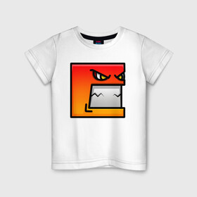Детская футболка хлопок с принтом Geometry Dash | Red evil (Z) в Екатеринбурге, 100% хлопок | круглый вырез горловины, полуприлегающий силуэт, длина до линии бедер | 2d | arcade | game | geometry dash | meltdown | robtop | аркада | геометрический тире | раннер