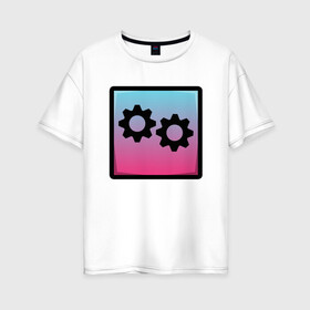 Женская футболка хлопок Oversize с принтом Geometry Dash | Gear (Z) в Екатеринбурге, 100% хлопок | свободный крой, круглый ворот, спущенный рукав, длина до линии бедер
 | 2d | arcade | game | geometry dash | meltdown | robtop | аркада | геометрический тире | раннер