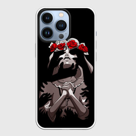 Чехол для iPhone 13 Pro с принтом МОЛИТВА И ДЕМОНЫ в Екатеринбурге,  |  | black | demons | evil | girl | hand | rose | девушка | демоны | дьявол | зло | искушение | крест | молитва | розы | руки | святая