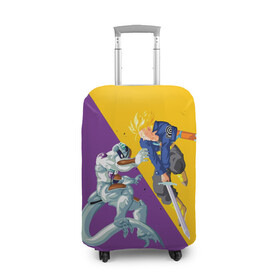Чехол для чемодана 3D с принтом Yellow vs purple в Екатеринбурге, 86% полиэфир, 14% спандекс | двустороннее нанесение принта, прорези для ручек и колес | anime | dragon ball | аниме | анимэ | драгон бал | дрэгон бол | жемчуг дракона